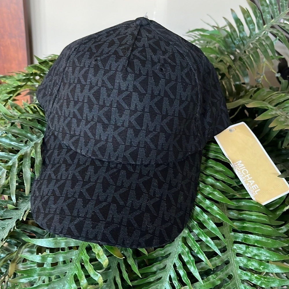 Brand New Michael Kors Black Logo Baseball Cap Adjustable Hat